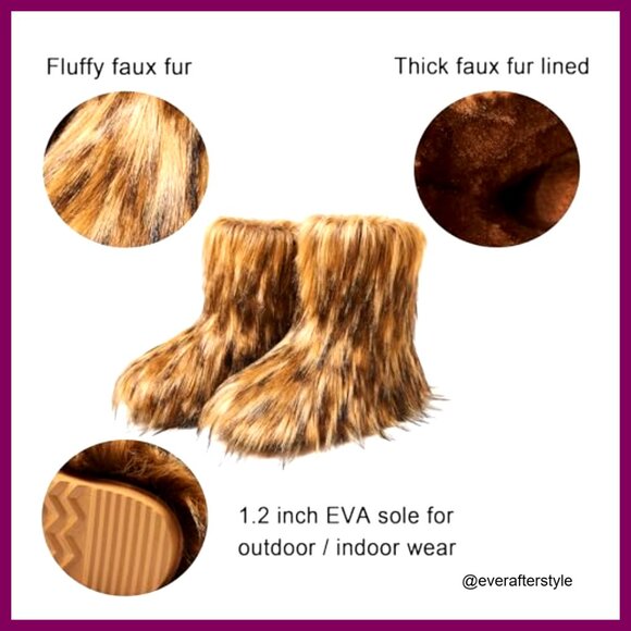 Amazon.com | AUSLAND Women Faux Fur Snow Boots, Fleece Lined Winter Mid-Calf Boots